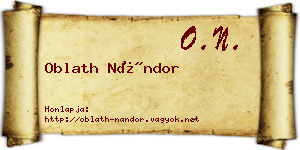 Oblath Nándor névjegykártya